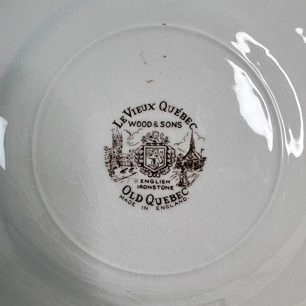 Wood & Sons Le Vieux Quebec Old Quebec Brown Transferware Ironstone Plate 10in